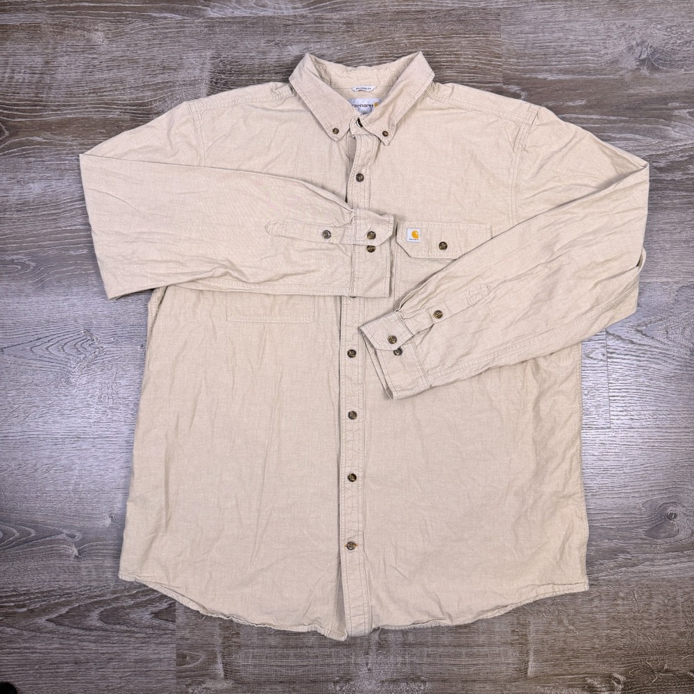 Carhartt Mens Button Down Shirt Relaxed Fit Long Sleeve 2XL Tall 2XLT Work